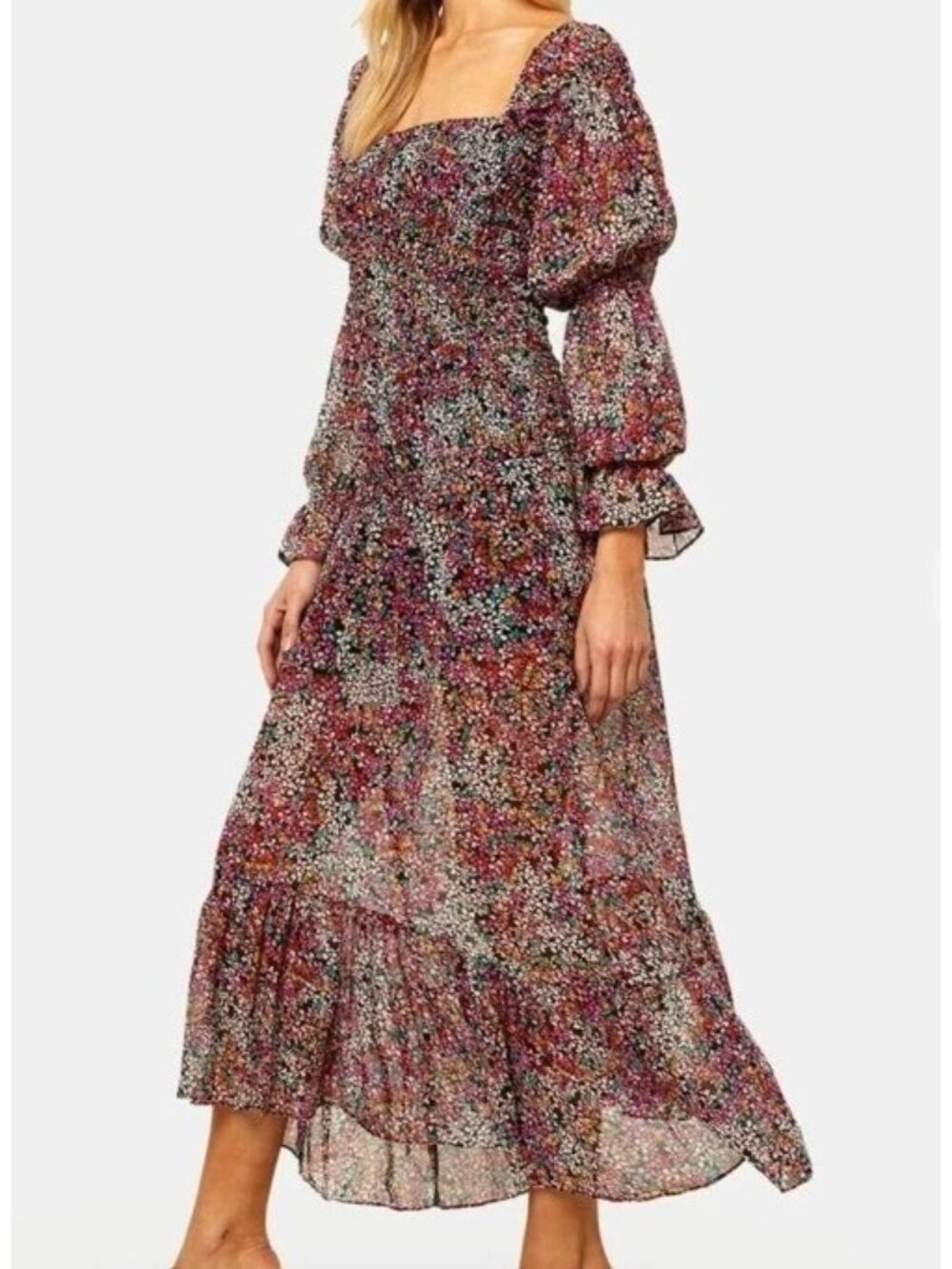 NWT Misa Los Angeles Rashida Smocked Floral Maxi Dress Nazirah Boho Whimsigoth - Picture 3 of 16